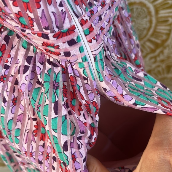 Kate Spade Sleeveless V-Neck Floral Medley Burnout Fit & Flare Midi Dress Sz 10 - Picture 10 of 15